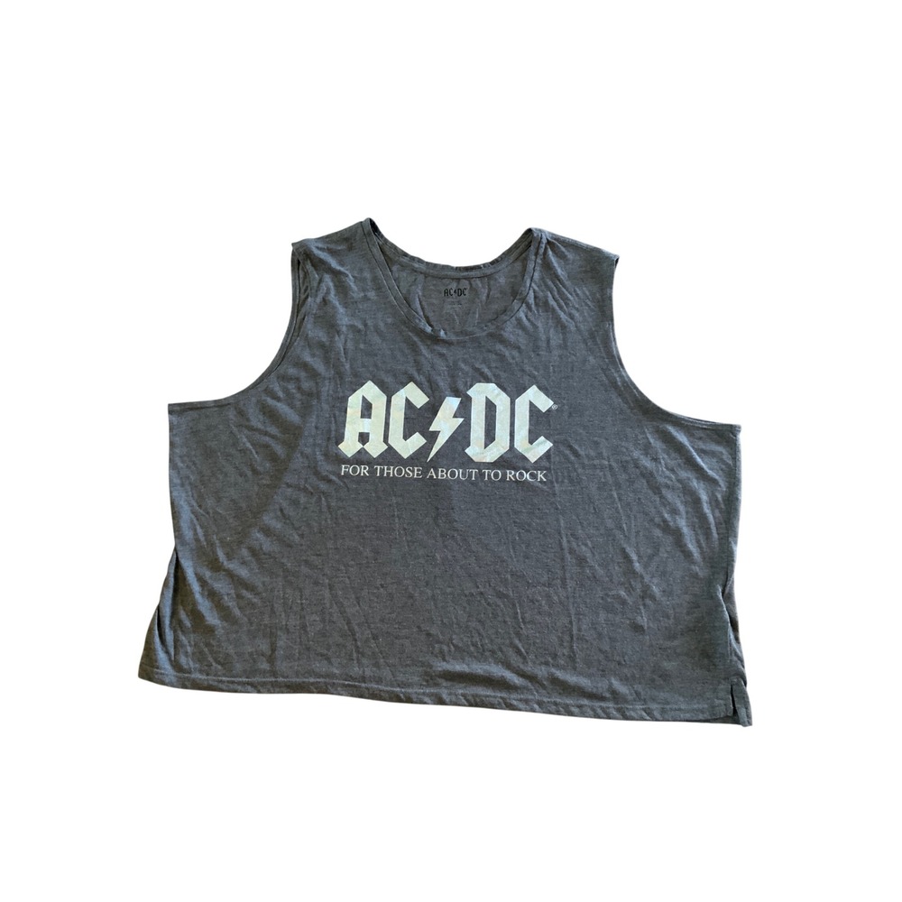 AC/DC For Those About To Rock Graphic Tank Top Heather Grey Womens Plus Size 3XL